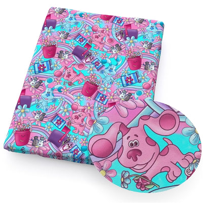 Blues Clues Litchi Printed Faux Leather Sheet Litchi has a pebble like feel with bright colors