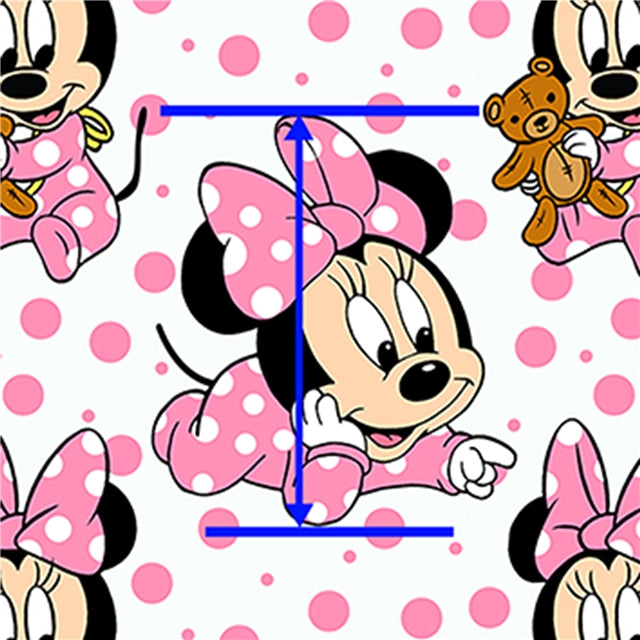 Minnie Baby Mouse Litchi Printed Faux Leather Sheet Litchi has a pebble like feel with bright colors