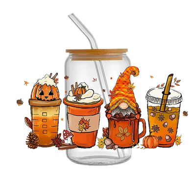 Halloween UV DTF Glass Can Wrap for 16 oz Libbey Glass, Permanent and Ready to Apply, UV dtf Cup Wrap ready to ship, Glass Can Wrap