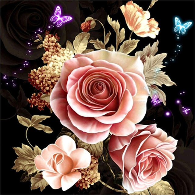 5D DIY Diamond Painting Kit, Rose Painting, 11. 8 X 11.8 Inches, Diamond Art Full Round Drill Diamond Embroidery Mosaic Sticker Painting Art Decoration