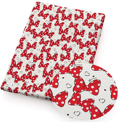 Minnie Bows Litchi Printed Faux Leather Sheet Litchi has a pebble like feel with bright colors