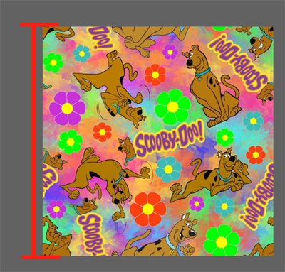 Scooby Doo Hippie Flowers Litchi Printed Faux Leather Sheet Litchi has a pebble like feel with bright colors