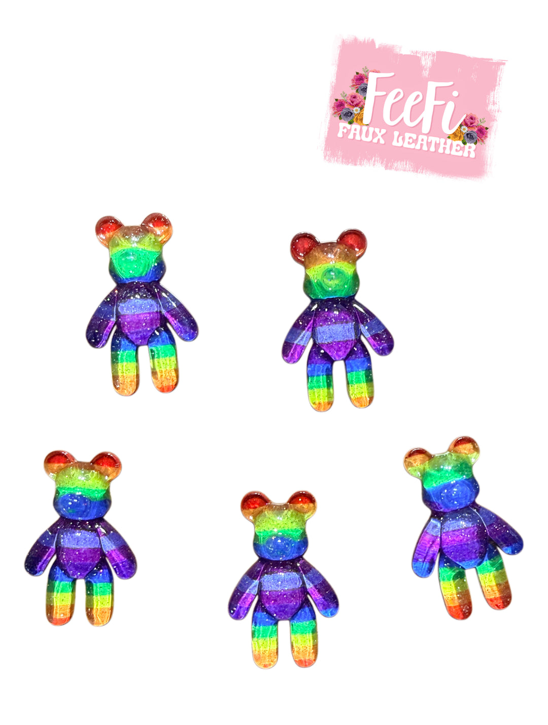 3-D Bear Acrylic Resin 5 piece set FeeFiFauxLeather