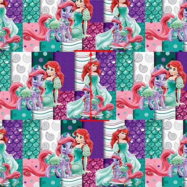 The Little Mermaid Ariel Litchi Printed Faux Leather Sheet Litchi has a pebble like feel with bright colors