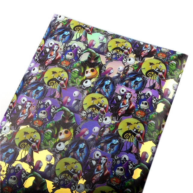 Nightmare Before Christmas Holographic Printed Sheet with bright colors