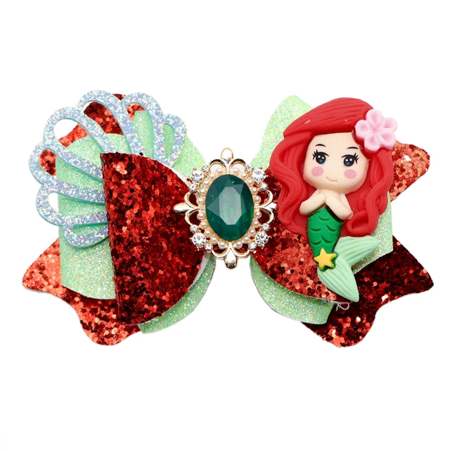 Mermaid Printed Faux Leather Pre-Cut Bow Includes Centerpiece