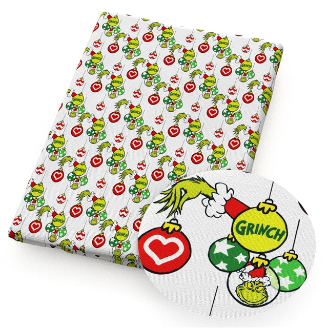 The Grinch Litchi Printed Faux Leather Sheet