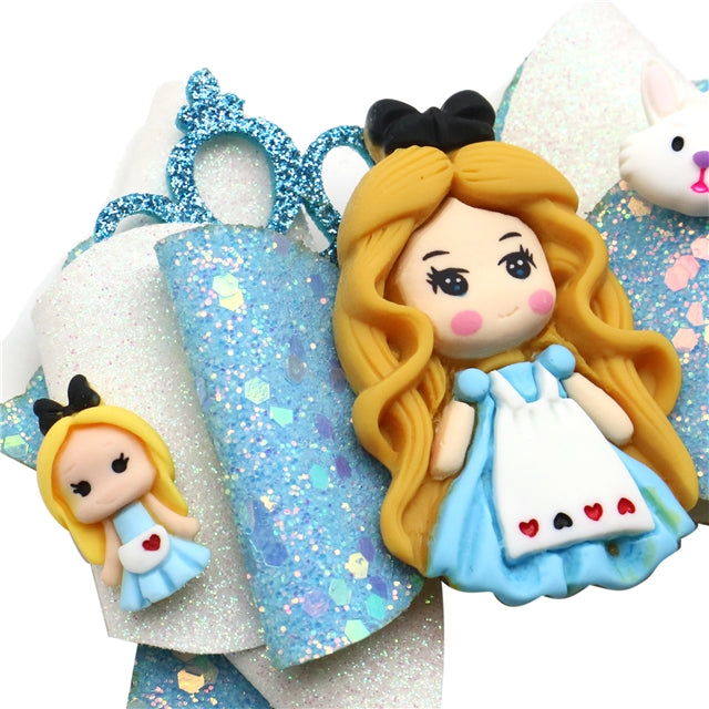 Alice In Wonderland Princess Doll Printed Faux Leather Pre-Cut Bow Includes Centerpiece