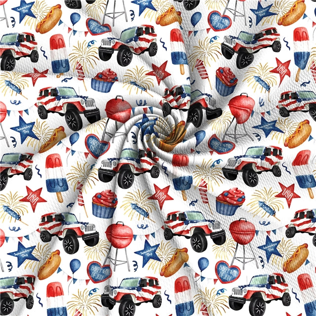 July 4th Jeep Party BBQ Textured Liverpool/ Bullet Fabric with a textured feel
