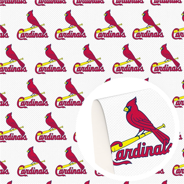 Cardinals Football Litchi Printed Faux Leather Sheet Litchi has a pebble like feel with bright colors