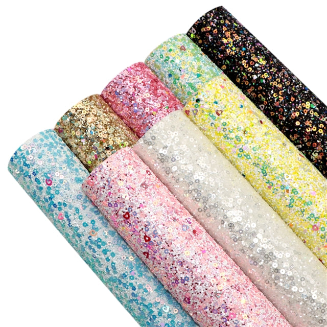 Multiple Colors Large Sequins Glitter Faux Leather Sheet