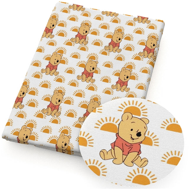 Winnie The Pooh Litchi Printed Faux Leather Sheet Litchi has a pebble like feel with bright colors