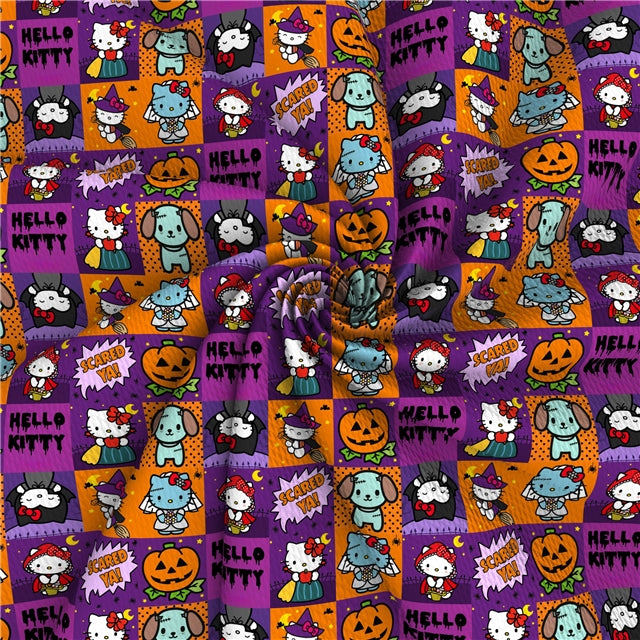 Halloween  Cute Cat Textured Liverpool/ Bullet Fabric with a textured feel