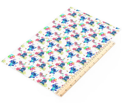 Stitch Printed Faux Leather Sheet Litchi has a pebble like feel with bright colors