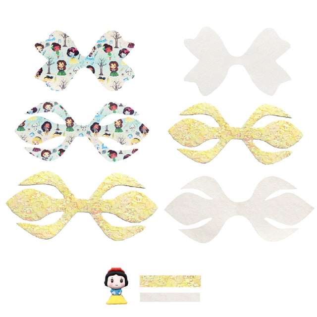 Snow White Princess Printed Faux Leather Pre-Cut Bow Includes Centerpiece