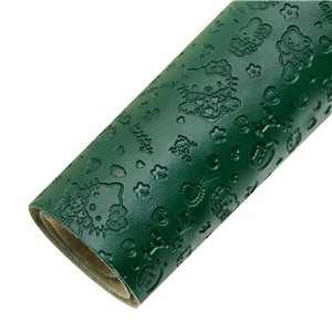 Cute Cat Green Sheepskin Printed Faux Leather Sheet