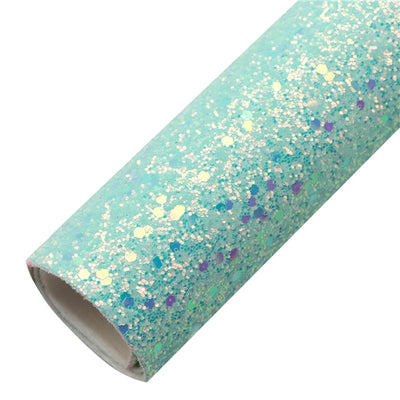 Holographic Chunky Glitter Printed Faux Leather Print Rolls