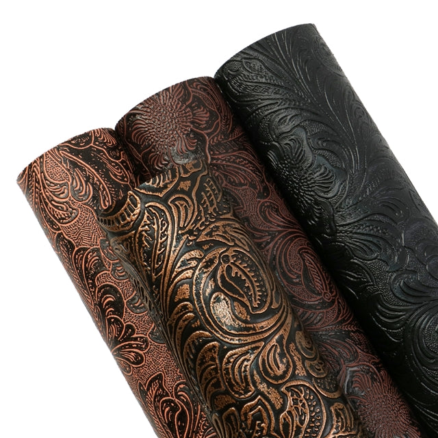 Embossed Design Leather Look Printed Faux Leather Sheet