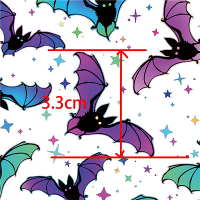 Halloween Bats UV Printed Faux Leather Sheet Bright colors