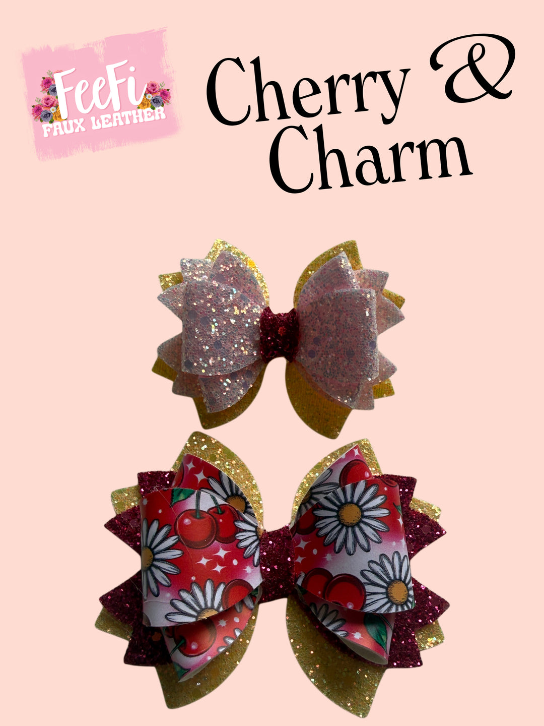 Cherry &  Charm Bow Die for Making 4 & 3 Inch Hair Bows FeeFiFauxLeather