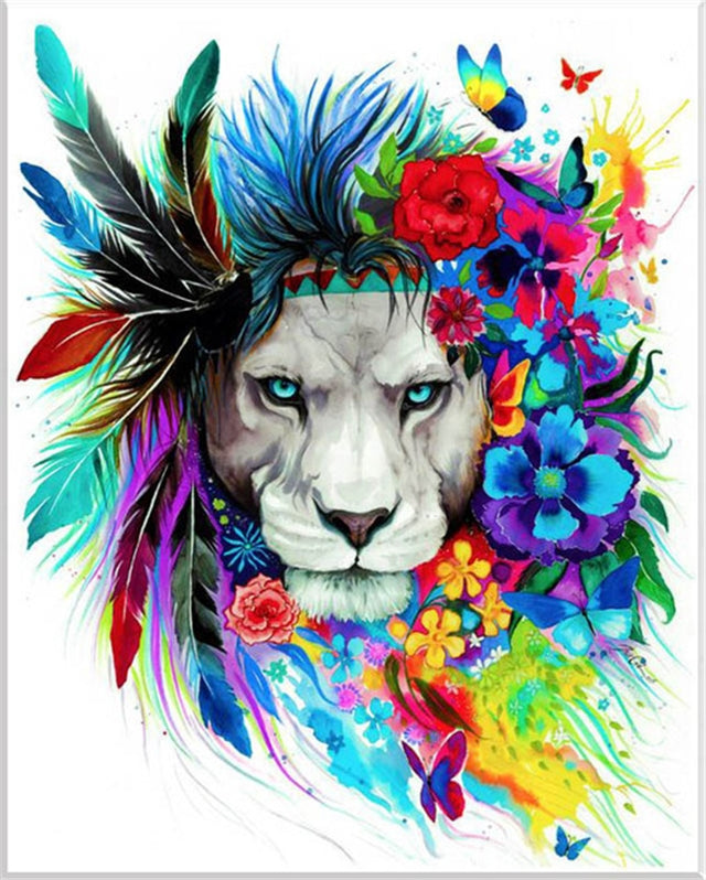 5D DIY Diamond Painting Kit, Lion Painting, 11. 8 X 15.7 Inches, Diamond Art Full Round Drill Diamond Embroidery Mosaic Sticker Painting Art Decoration