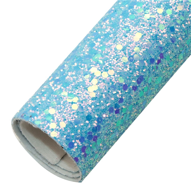 Holographic Chunky Glitter Printed Faux Leather