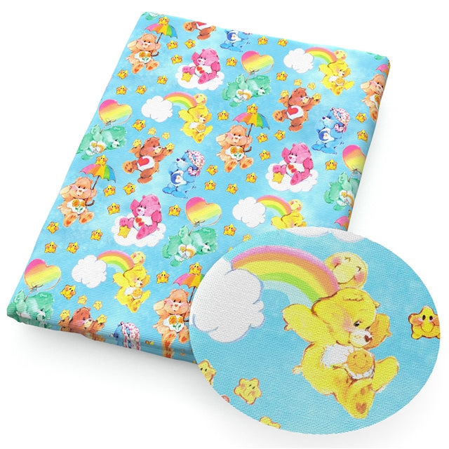 Care Bears Litchi Printed Faux Leather Sheet Litchi has a pebble like feel with bright colors