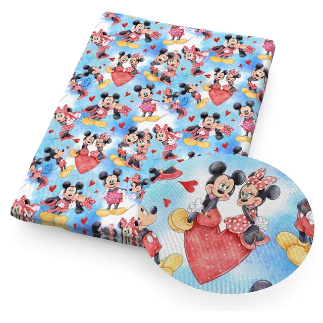 Mickey and Minnie Valentine Textured Liverpool/ Bullet Fabric with a textured feel