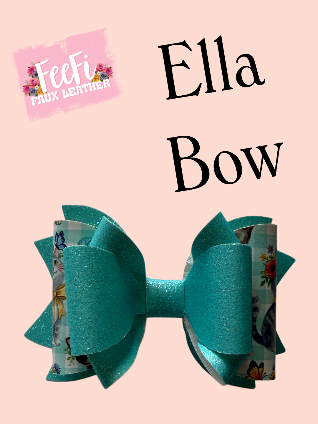 Ella Bow Die for Making Bows using Cutter 4 Inch Bow FeeFiFauxLeather