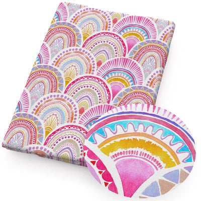 Colorful Rainbow Design Litchi Printed Faux Leather Sheet Litchi has a pebble like feel with bright colors