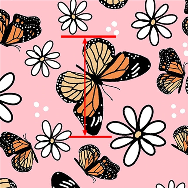 Butterfly Butterflies Litchi Printed Faux Leather Sheet Litchi has a pebble like feel with bright colors