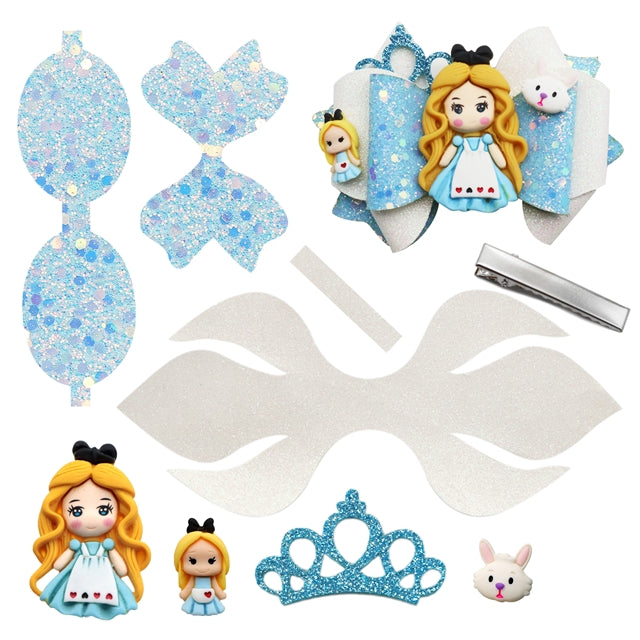 Alice In Wonderland Princess Doll Printed Faux Leather Pre-Cut Bow Includes Centerpiece