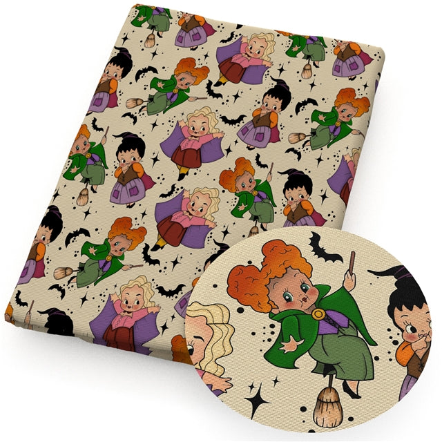 Hocus Pocus Witches Halloween Textured Liverpool/ Bullet Fabric with a textured feel