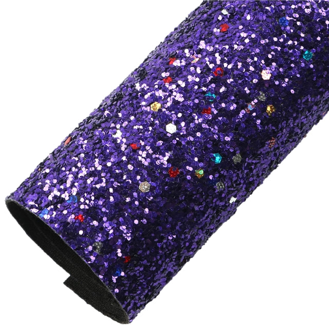 Chunky Small Sequins Glitter Printed Faux Leather Print Sheet Multiple Colors