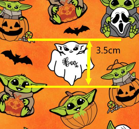 Yoda and Halloween Litchi Printed Faux Leather Sheet Litchi has a pebble like feel with bright colors