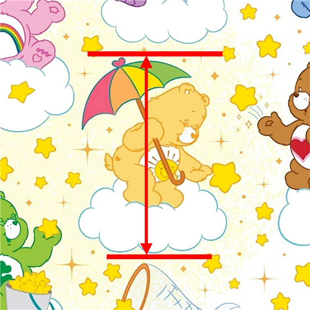 Care Bears Litchi Printed Faux Leather Sheet Litchi has a pebble like feel with bright colors