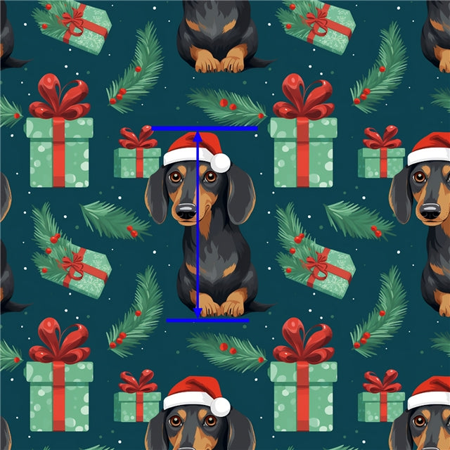 Christmas Dogs Litchi Printed Faux Leather Sheet Litchi has a pebble like feel with bright colors