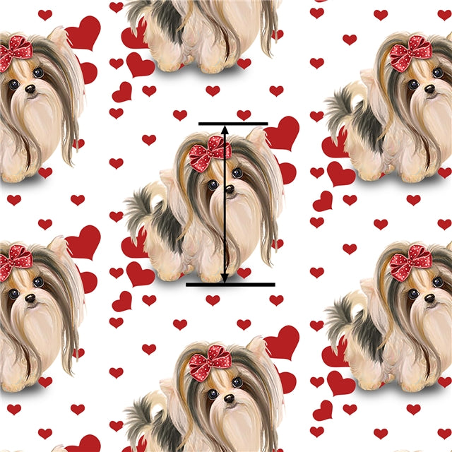 Dog and Hearts Litchi Printed Faux Leather Sheet Litchi has a pebble like feel with bright colors