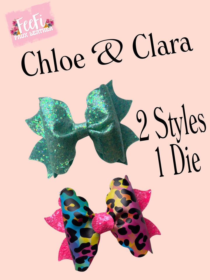 Chloe & Clara Pinch Bow Die for Making Bows using Cutter 5 Inch Bow FeeFiFauxLeather