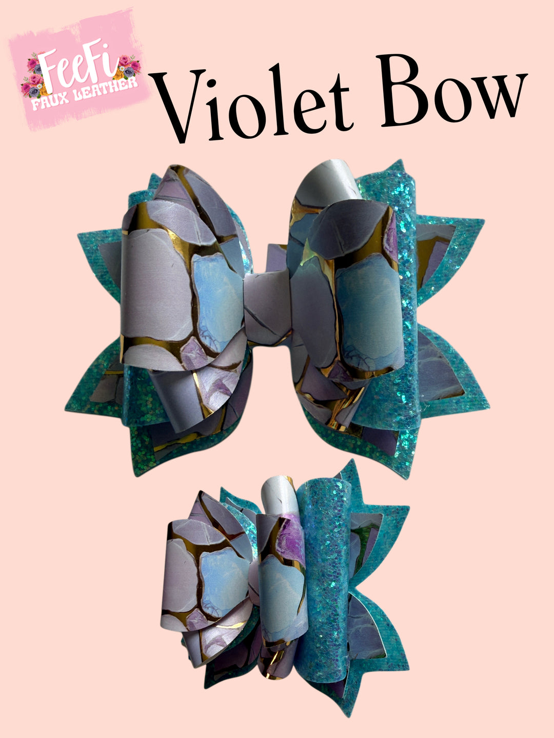 Violet Bow Die for Making Bows using Cutter 5 Inch Bow FeeFiFauxLeather