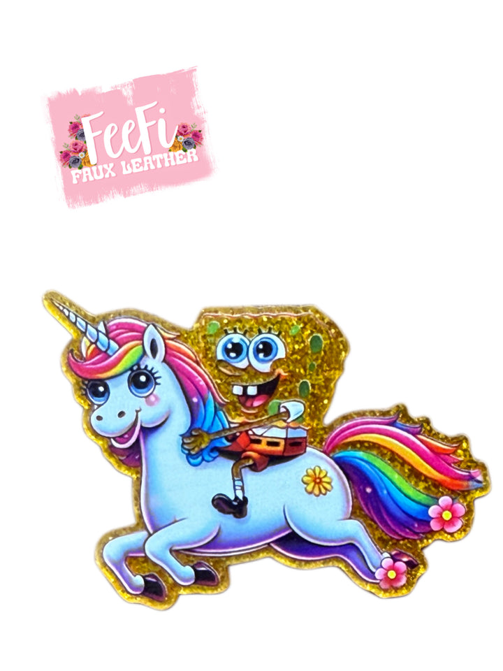 SpongeBob Unicorn Glitter Resin 5 piece set FeeFiFauxLeather