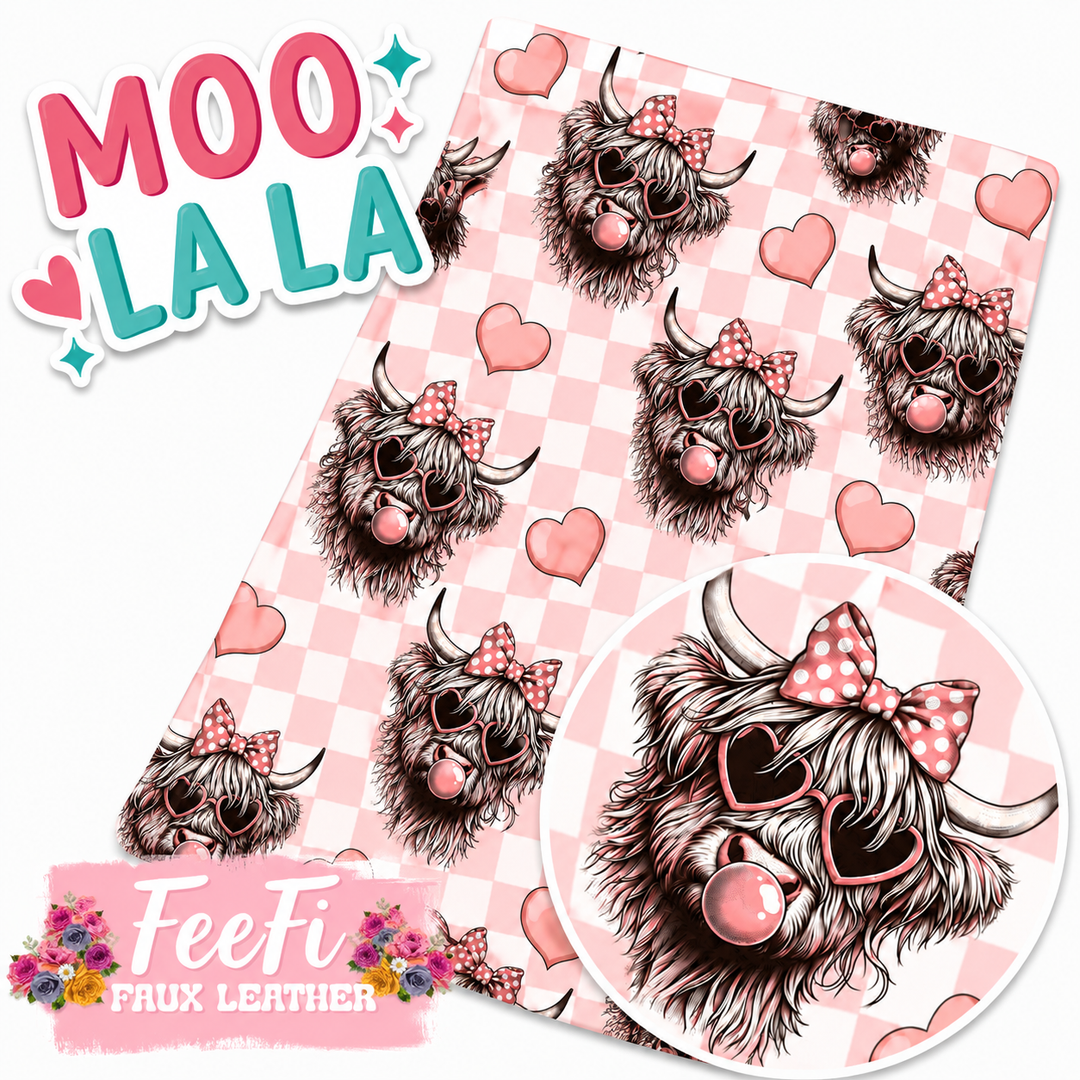 Cow Plaid Printed Faux Leather FeeFiFauxLeather