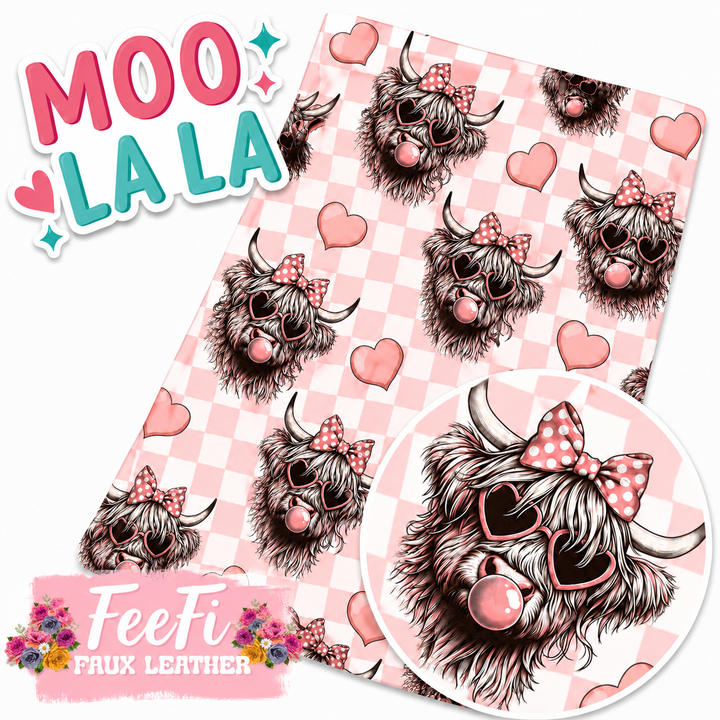 Cow Plaid Printed Faux Leather FeeFiFauxLeather