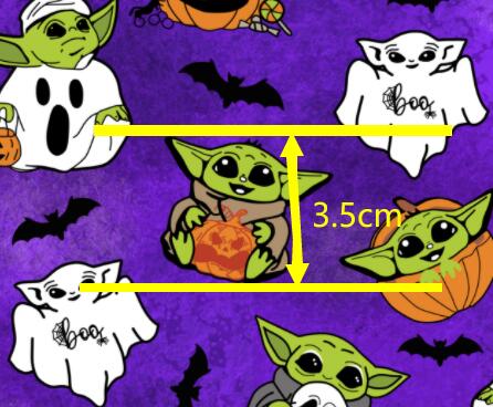 Yoda and Halloween Litchi Printed Faux Leather Sheet Litchi has a pebble like feel with bright colors