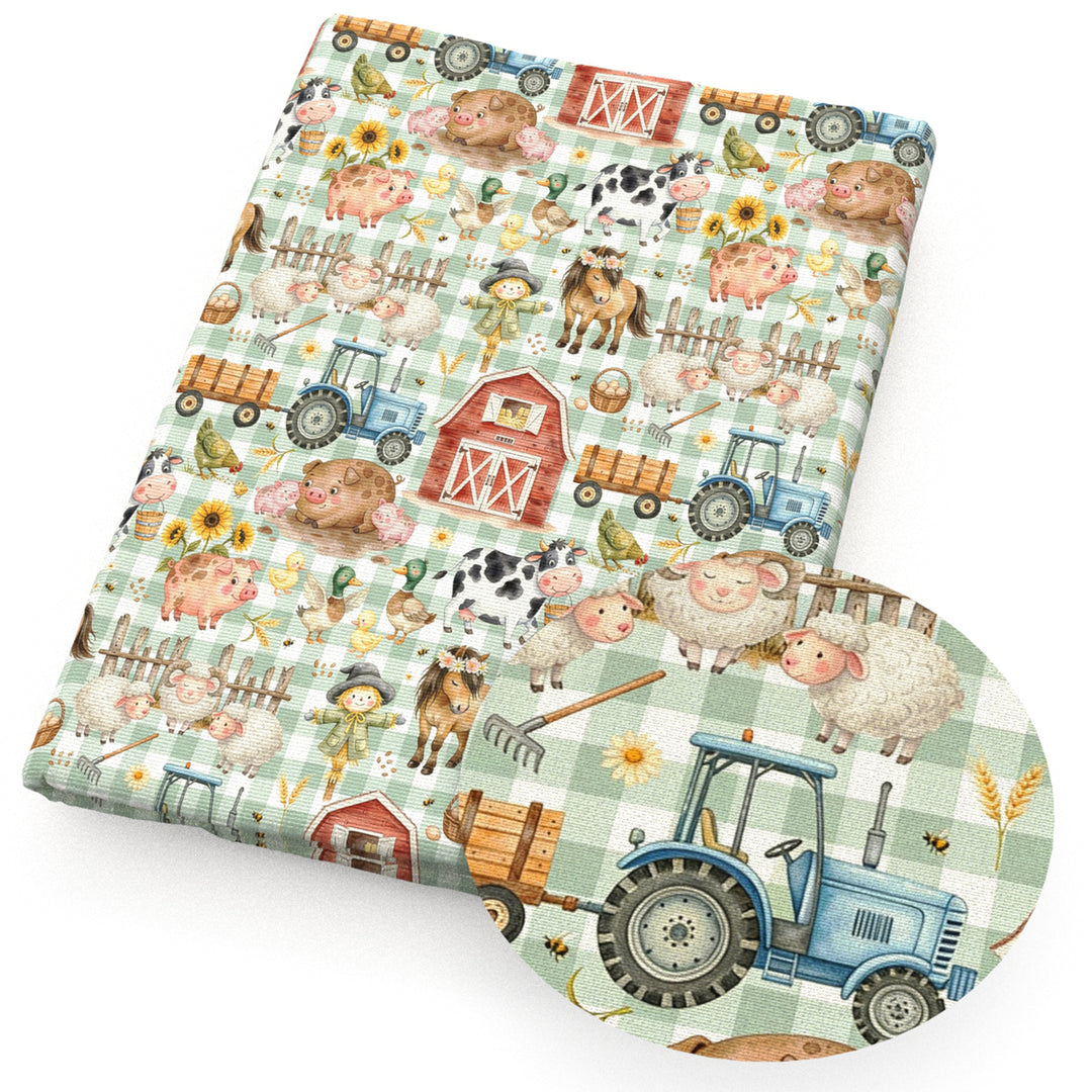 Farm and Tractor Printed Faux Leather Sheet FeeFiFauxLeather