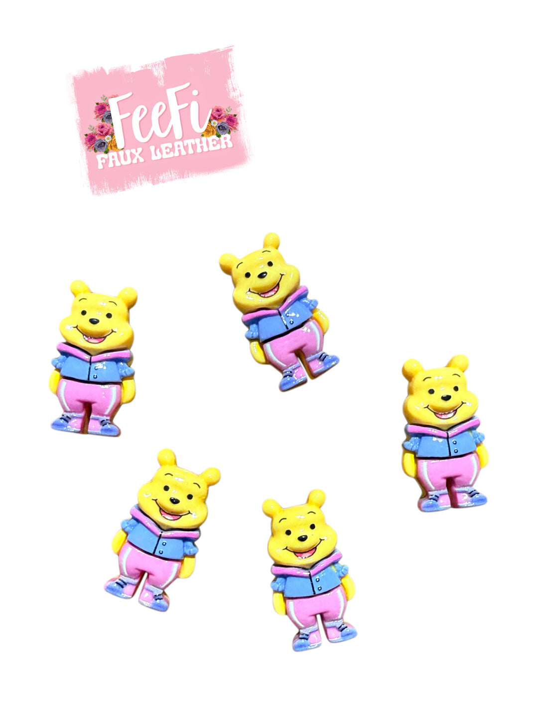 3-D  Pooh Bear Acrylic Resin 5 piece set FeeFiFauxLeather