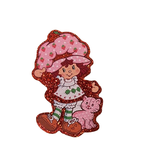 Strawberry Shortcake Chunky Glitter Resin 5 piece set Red Glitter Back FeeFiFauxLeather