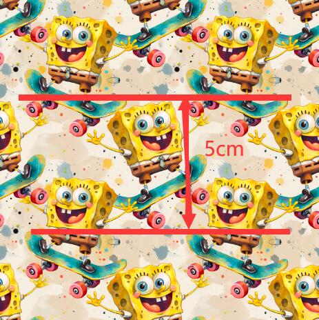 Sponge Bob Printed Textured Liverpool/ Bullet Fabric with a textured feel