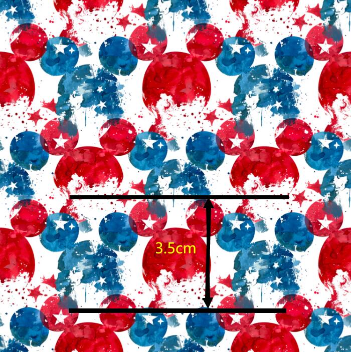 Red, White and Blue Mouse July 4th Printed Faux Leather Sheet Litchi has a pebble like feel with bright colors