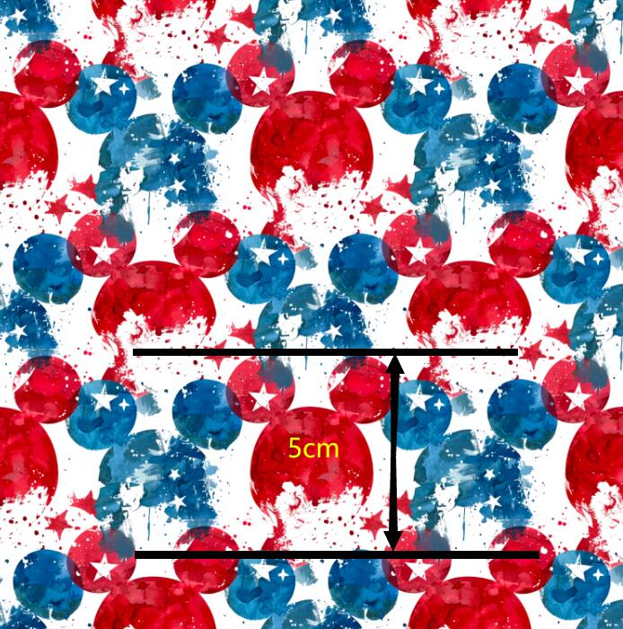 Red, White and Blue Mouse July 4th Printed Textured Liverpool/ Bullet Fabric